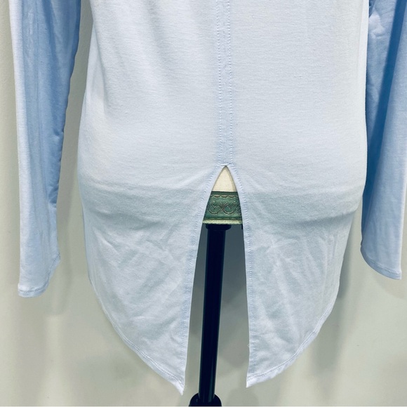 ATHLETA S Light Blue Essence Semi Fit Long Sleeve Split Back Activewear T-Shirt - Picture 16 of 16